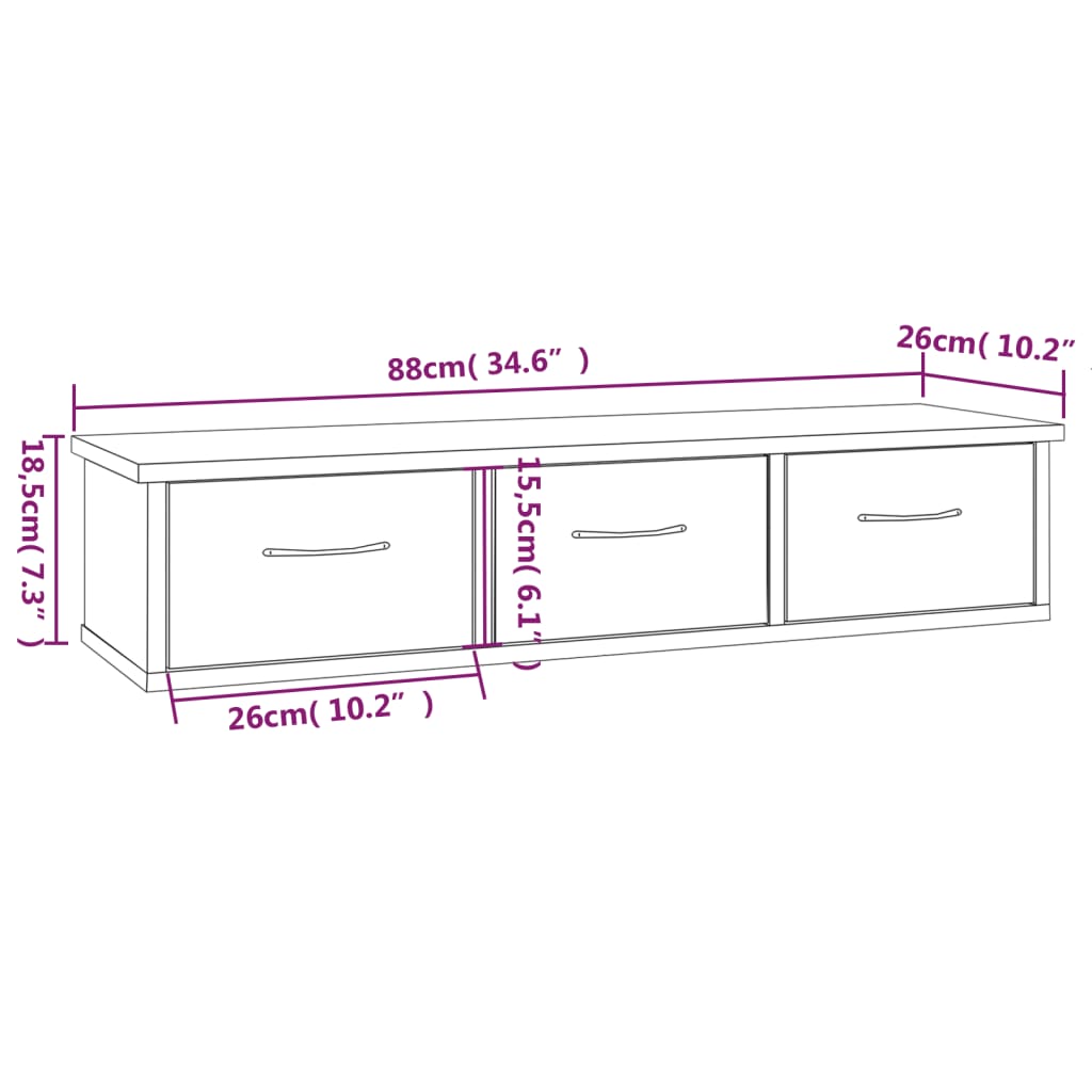 Wall Cabinet Grey Sonoma 88x26x18.5 cm Engineered Wood