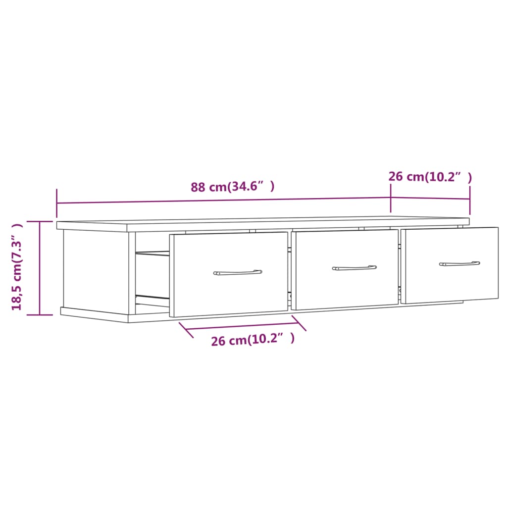 Wall Cabinet Brown Oak 88x26x18.5 cm Engineered Wood