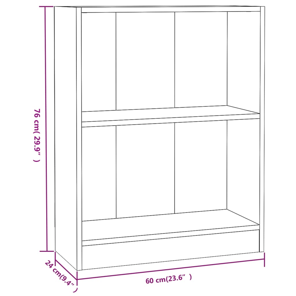 Bookshelf Smoked Oak 60x24x76 cm Engineered Wood