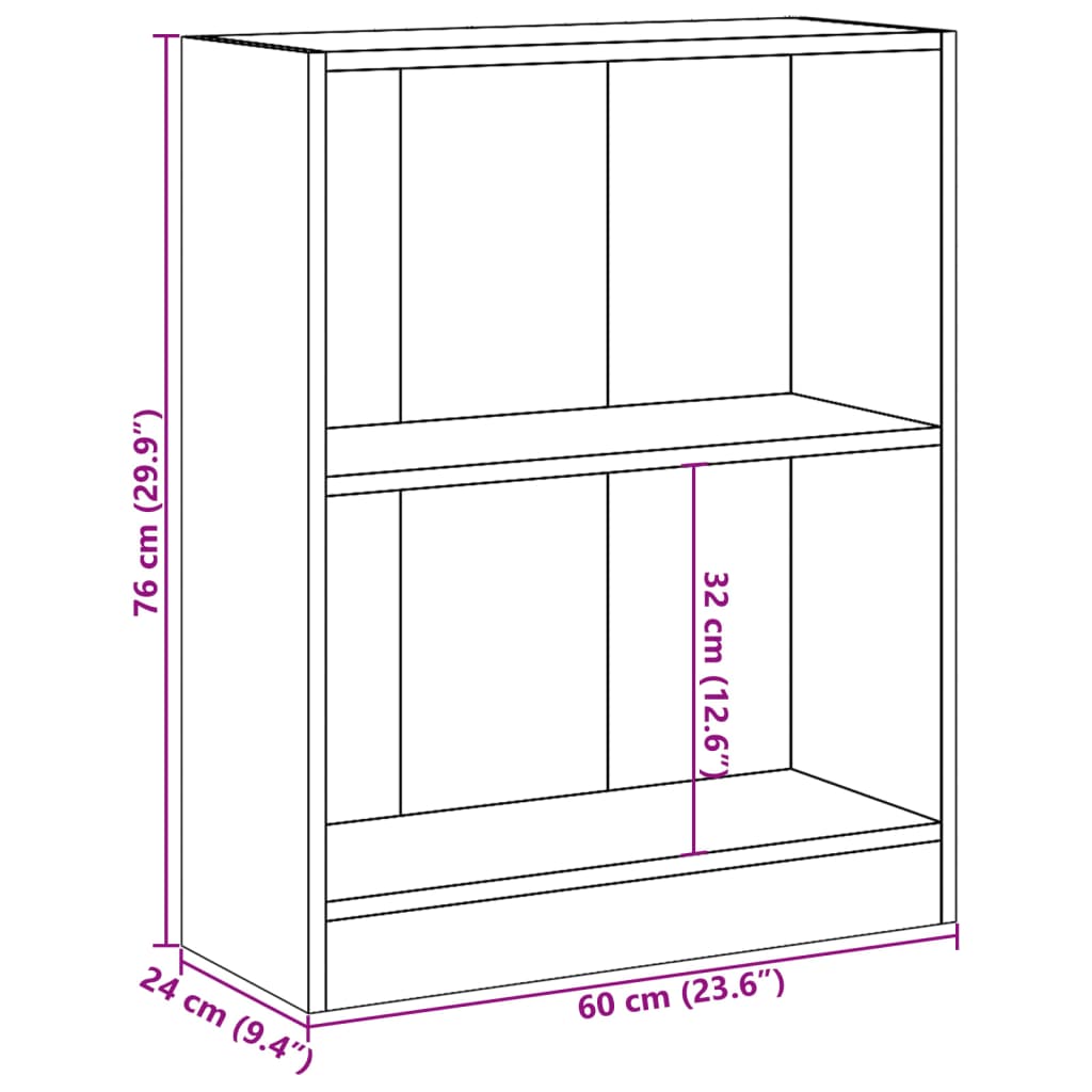 Bookshelf Grey Sonoma 60x24x76 cm Engineered Wood