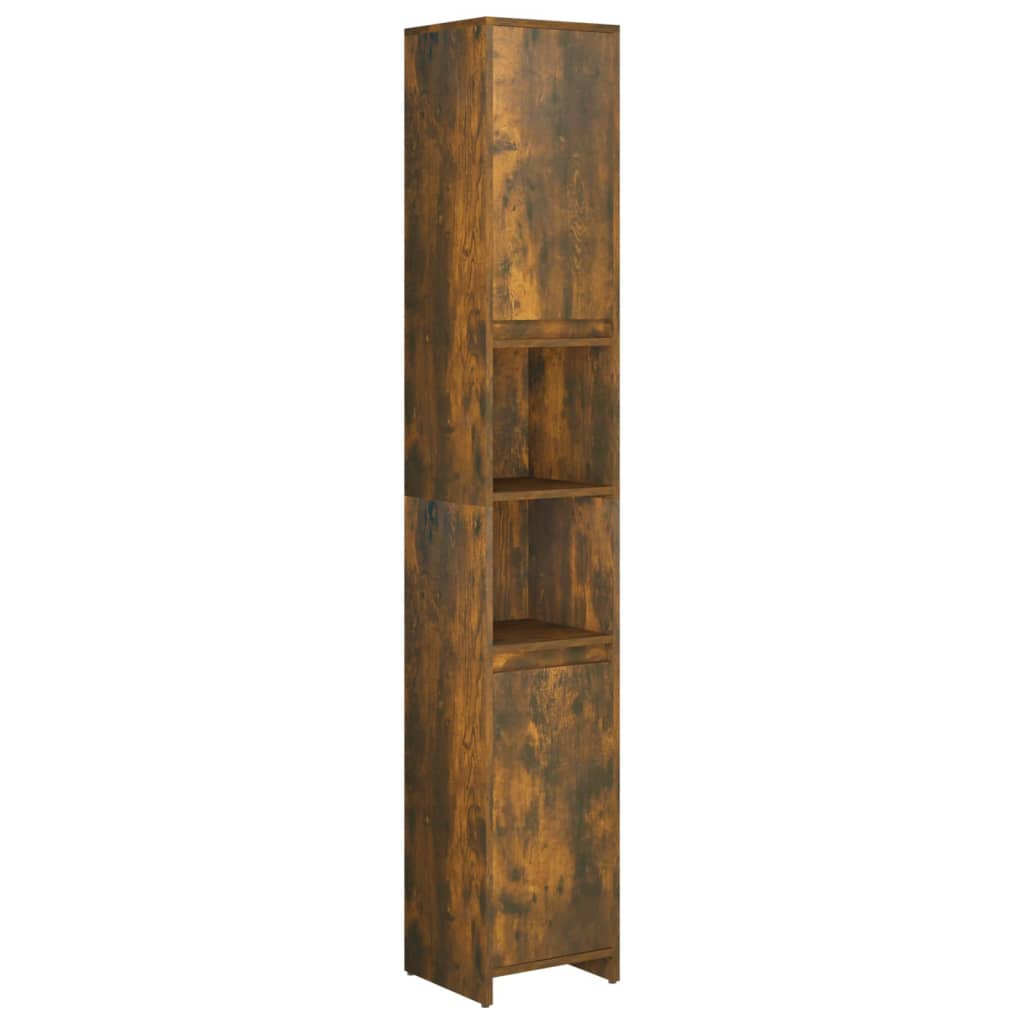 Bathroom Cabinet Smoked Oak 30x30x183.5 cm Engineered Wood