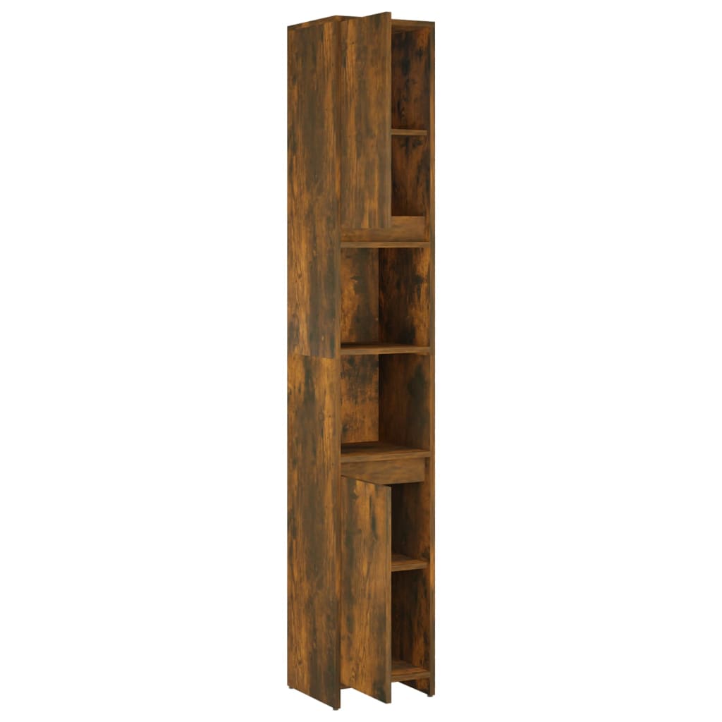 Bathroom Cabinet Smoked Oak 30x30x183.5 cm Engineered Wood