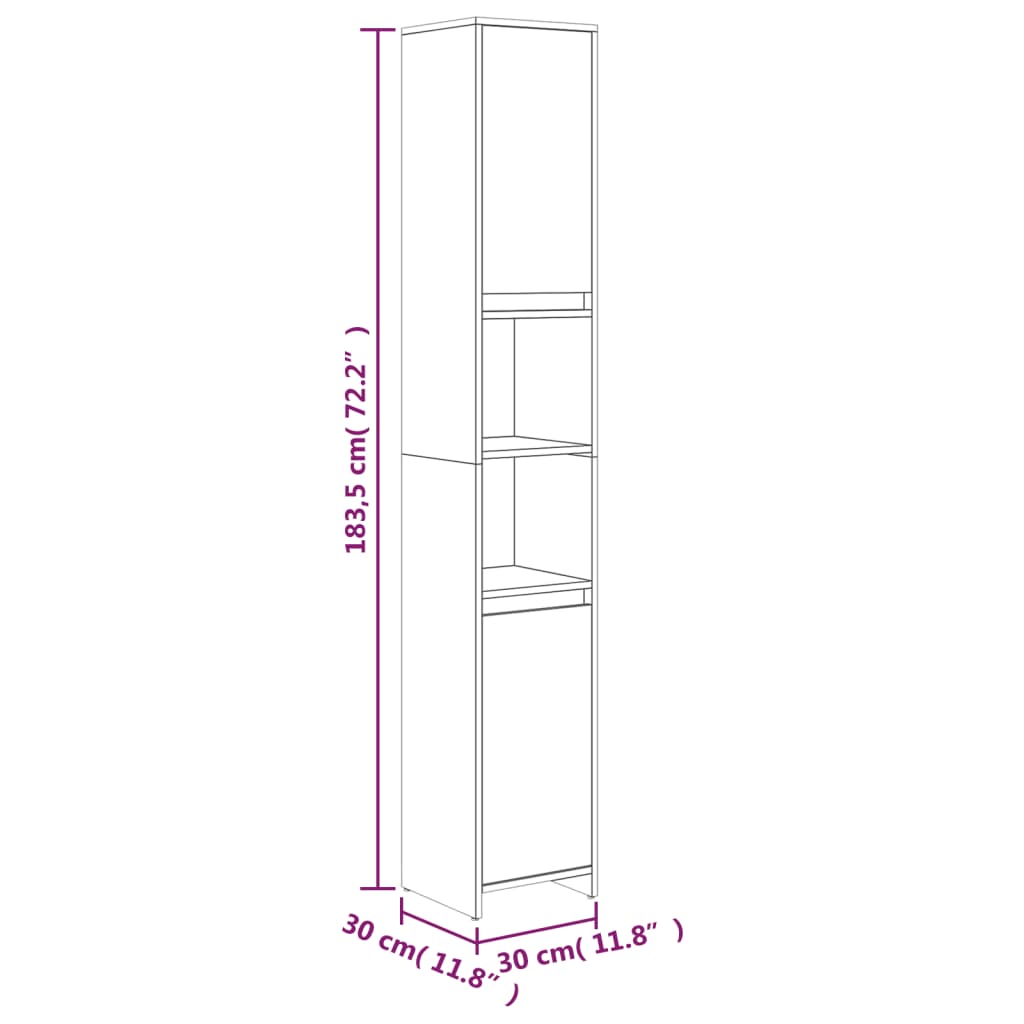 Bathroom Cabinet Smoked Oak 30x30x183.5 cm Engineered Wood