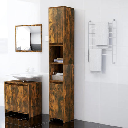 Bathroom Cabinet Smoked Oak 30x30x183.5 cm Engineered Wood