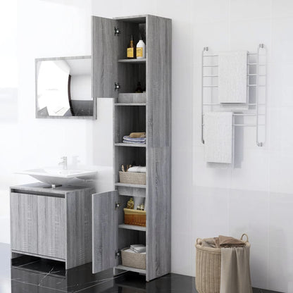 Bathroom Cabinet Grey Sonoma 30x30x183.5 cm Engineered Wood