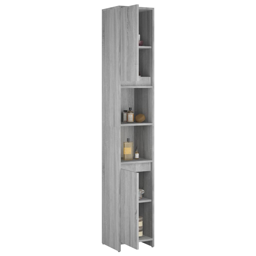 Bathroom Cabinet Grey Sonoma 30x30x183.5 cm Engineered Wood