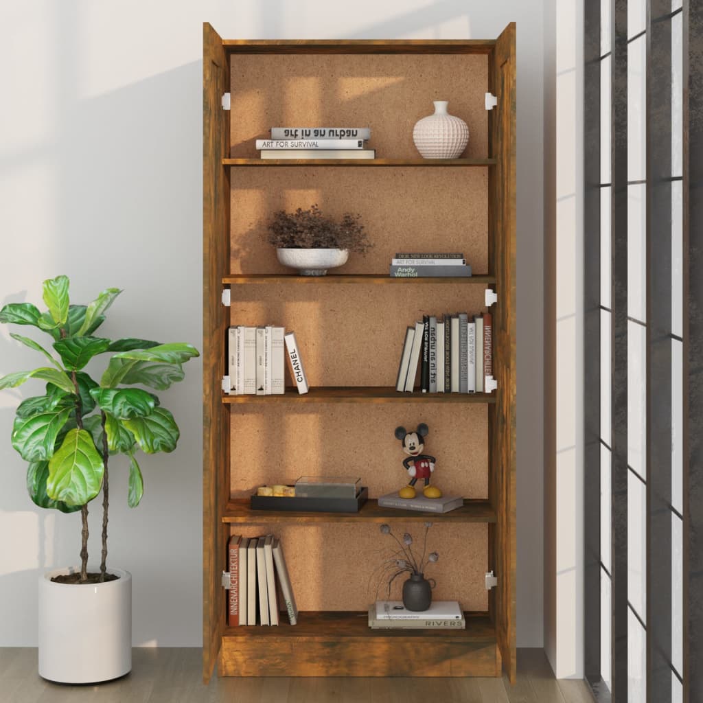 Book Cabinet Smoked Oak 82.5x30.5x185.5 cm Engineered Wood