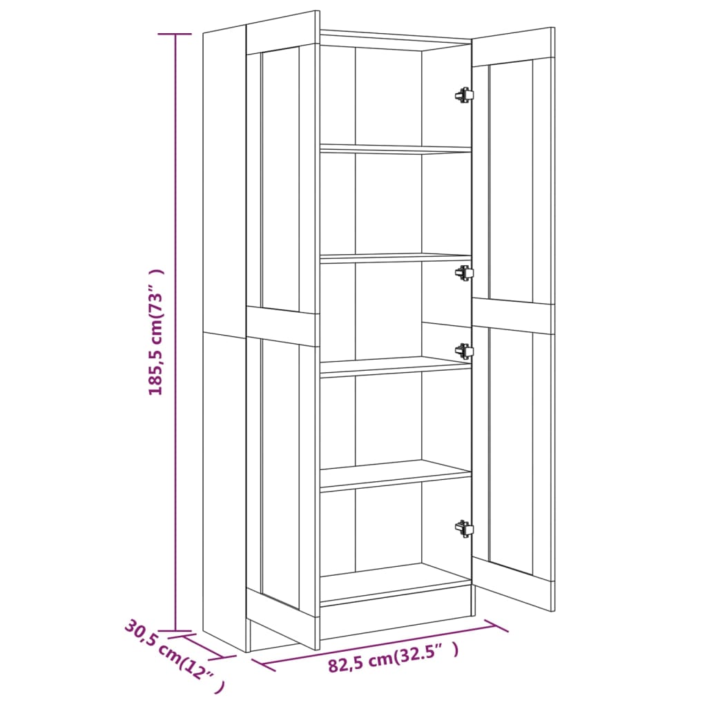 Book Cabinet Brown Oak 82.5x30.5x185.5 cm Engineered Wood