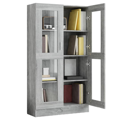 Vitrine Cabinet Grey Sonoma 82.5x30.5x150 cm Engineered Wood