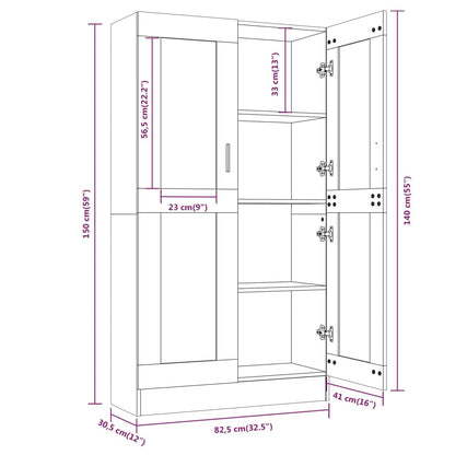 Vitrine Cabinet Brown Oak 82.5x30.5x150 cm Engineered Wood