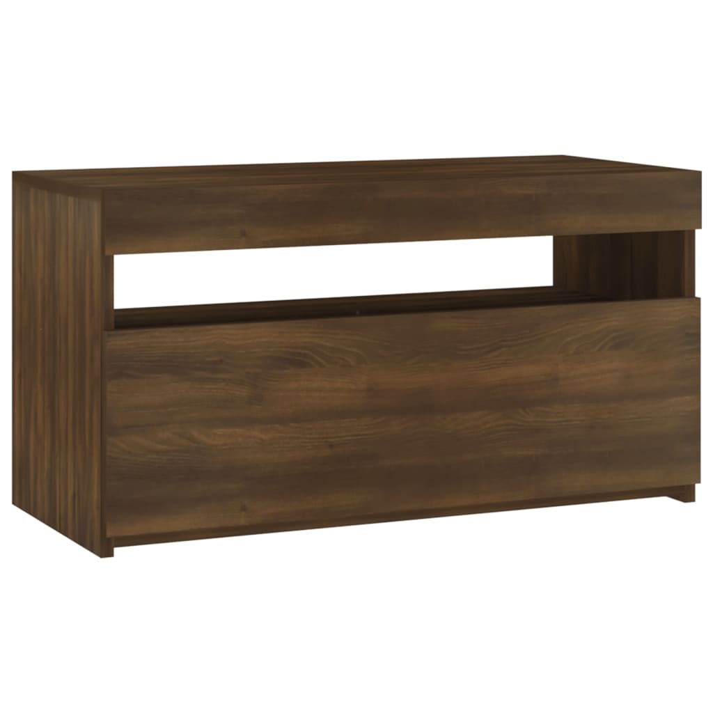 TV Cabinet with LED Lights Brown Oak 75x35x40 cm