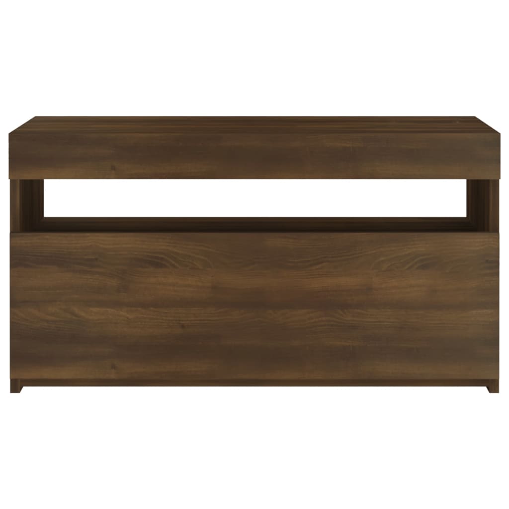 TV Cabinet with LED Lights Brown Oak 75x35x40 cm