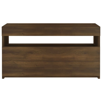 TV Cabinet with LED Lights Brown Oak 75x35x40 cm