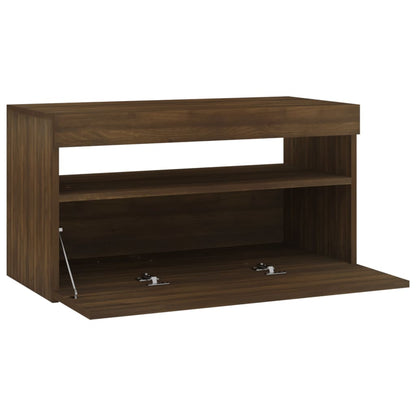 TV Cabinet with LED Lights Brown Oak 75x35x40 cm