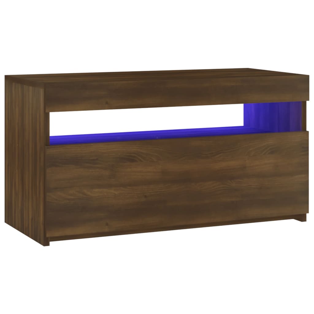 TV Cabinet with LED Lights Brown Oak 75x35x40 cm