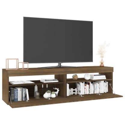 TV Cabinet with LED Lights 2 pcs Brown Oak 75x35x40 cm