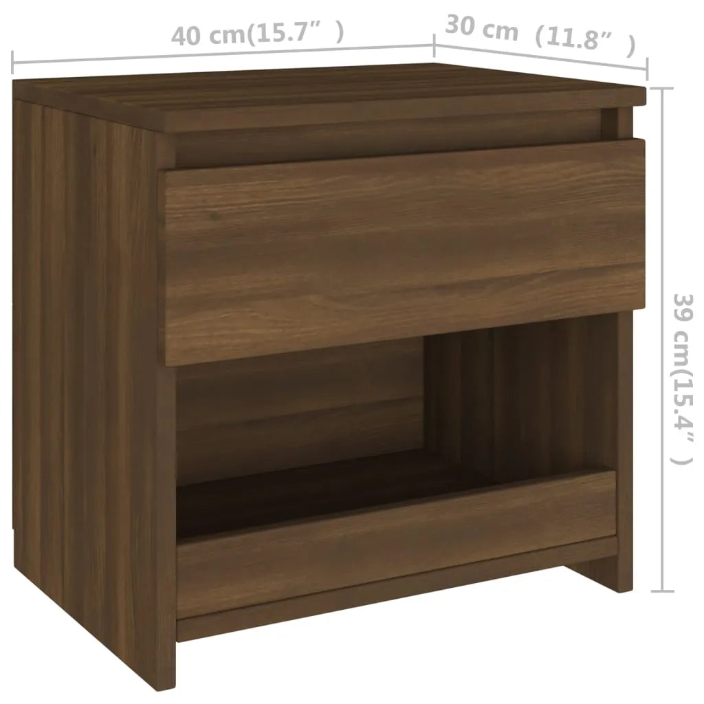 Bedside Cabinet Brown Oak 40x30x39 cm Engineered Wood