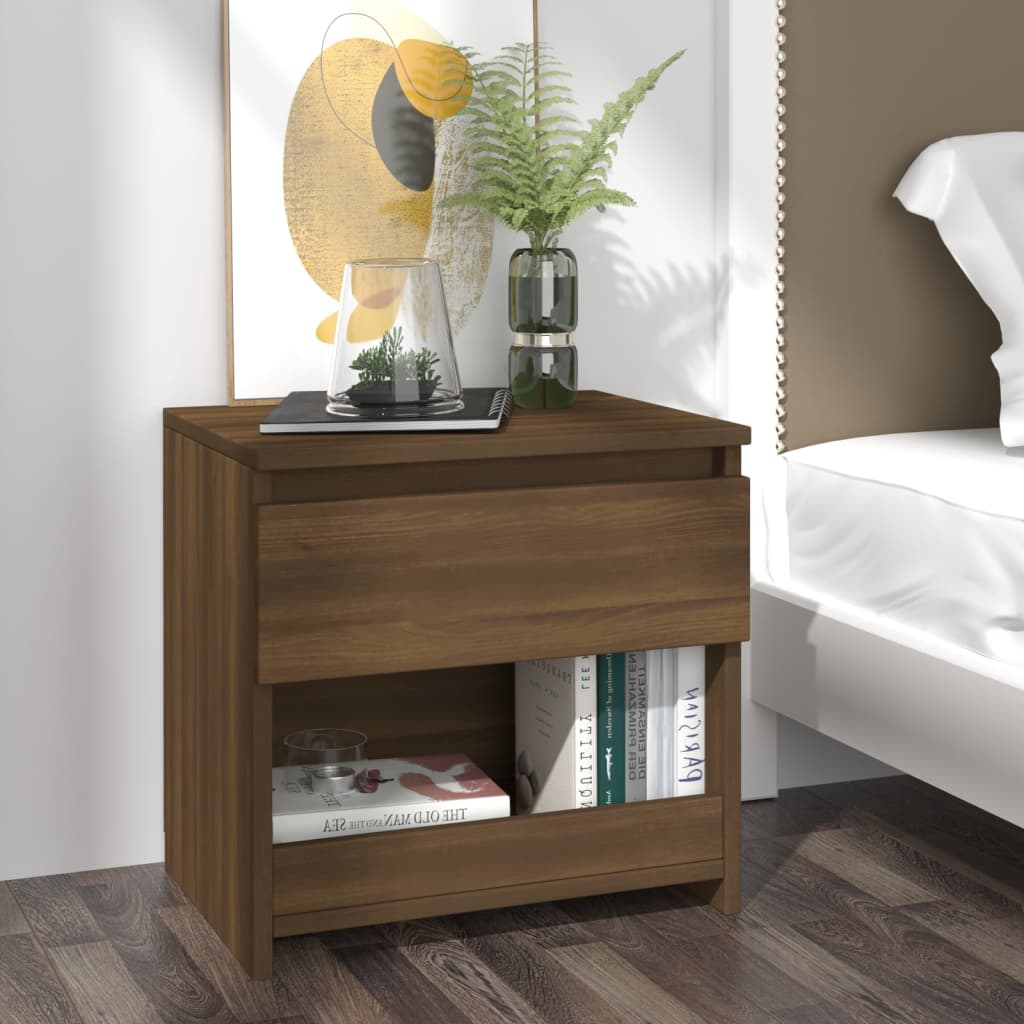 Bedside Cabinet Brown Oak 40x30x39 cm Engineered Wood