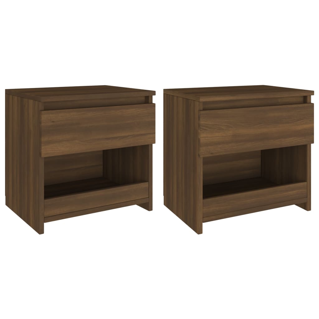 Bedside Cabinets 2 pcs Brown Oak 40x30x39 cm Engineered Wood