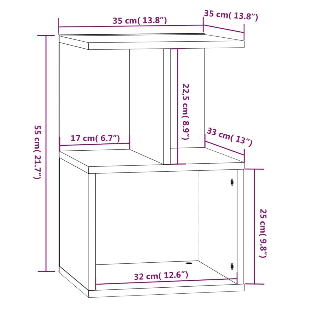 Bedside Cabinets 2 pcs Smoked Oak 35x35x55 cm Engineered Wood