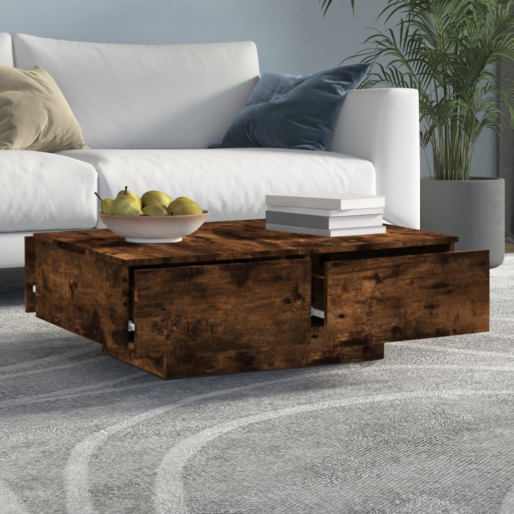 Coffee Table Smoked Oak 90x60x31 cm Engineered Wood