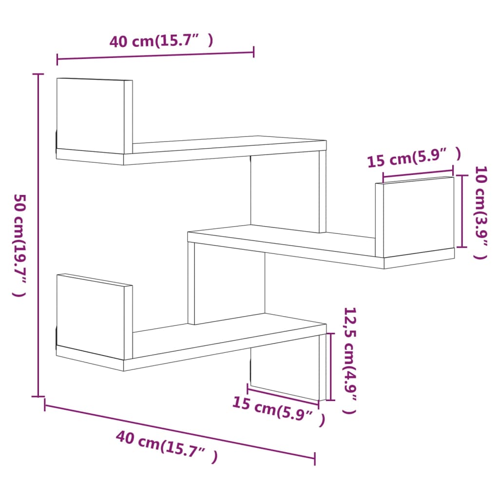 Wall Corner Shelf Smoked Oak 40x40x50 cm Engineered Wood