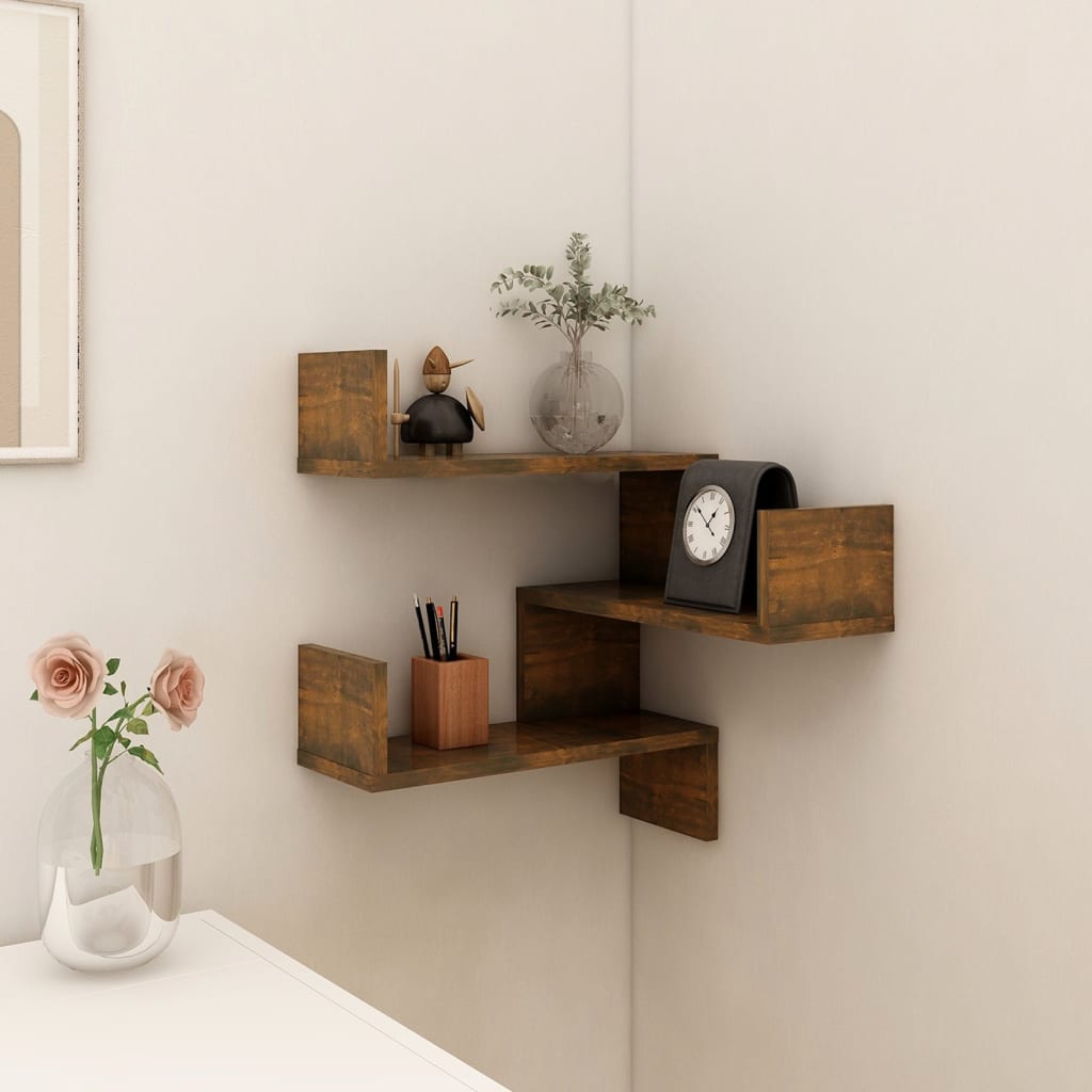 Wall Corner Shelf Smoked Oak 40x40x50 cm Engineered Wood