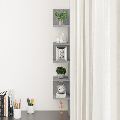 Wall Corner Shelf Grey Sonoma 20x20x127.5 cm Engineered Wood