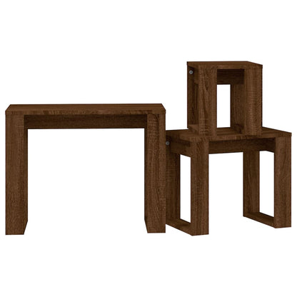 Nesting Tables 3 pcs Brown Oak Engineered Wood