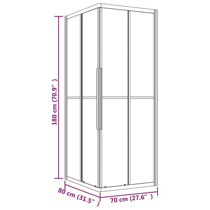 Shower Cabin Frosted ESG 80x70x180 cm