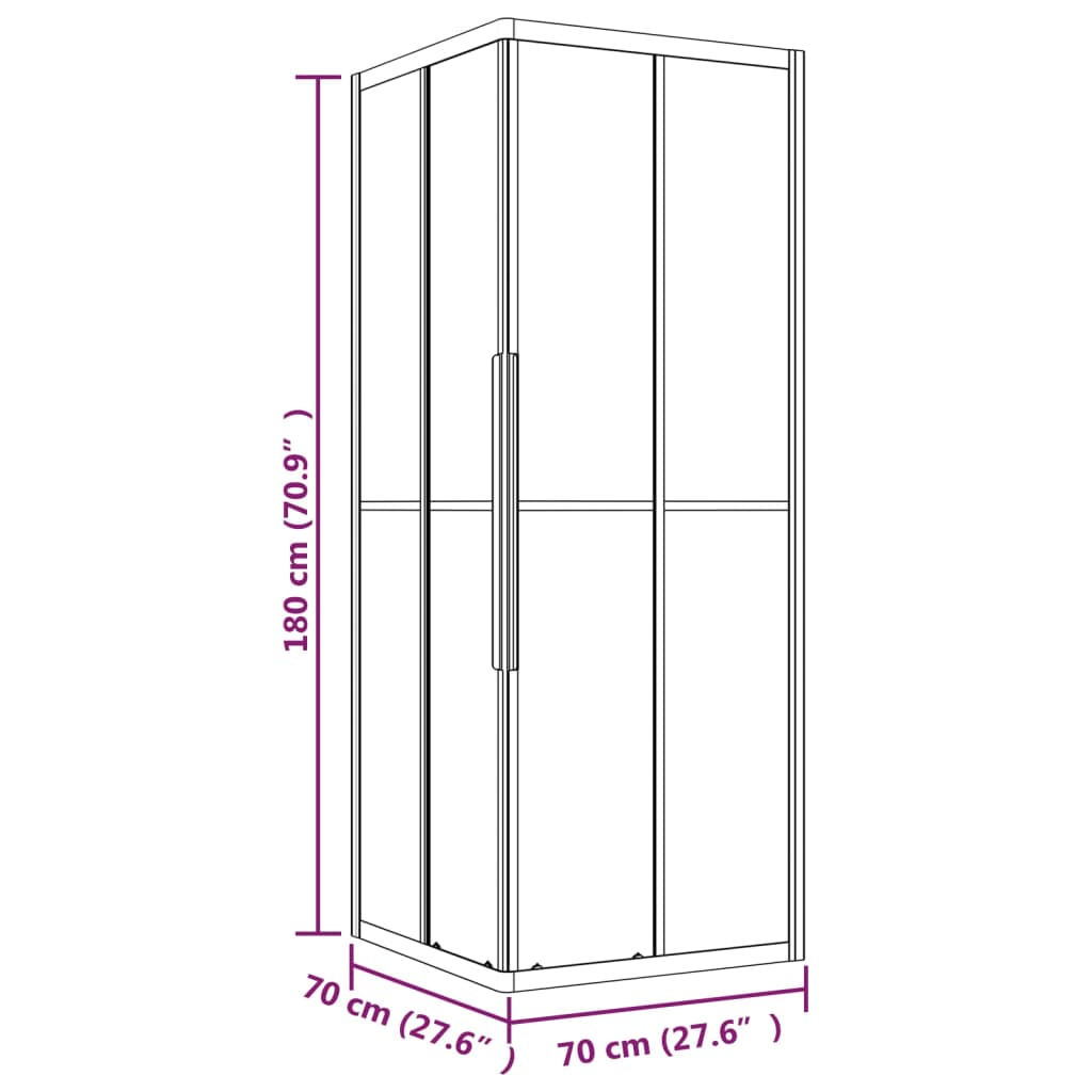 Stripe Shower Cabin ESG 70x70x180 cm Black