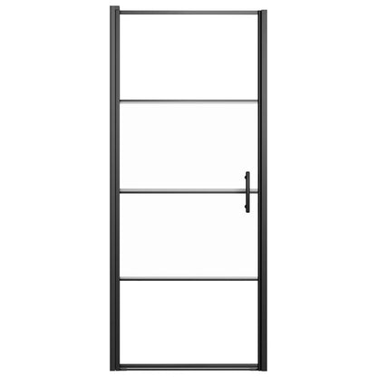 Shower Door 81x195 cm Half Frosted Tempered Glass Black