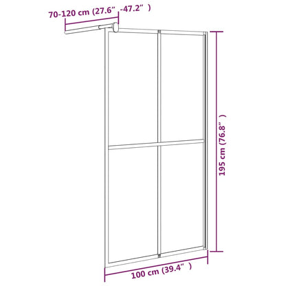 Walk-in Shower Screen 100x195cm Dark Tempered Glass