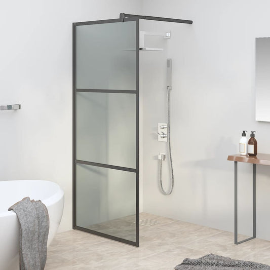 Walk-in Shower Wall 80x195cm Dark ESG Glass Black