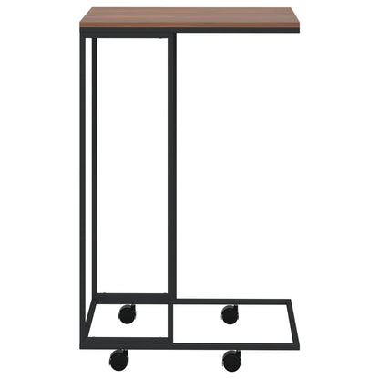 Side Table with Wheels Black 40x30x63.5 cm Engineered Wood