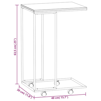 Side Table with Wheels White 40x30x63.5 cm Engineered Wood