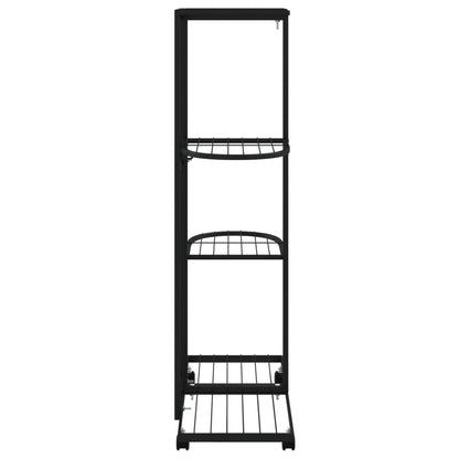 4-Floor Flower Stand with Wheels 44x23x80 cm Black Iron