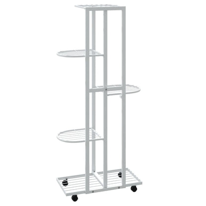 5-Floor Flower Stand with Wheels 44x23x100 cm White Iron