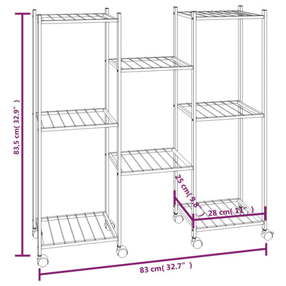 Flower Stand with Wheels 83x25x83.5 cm Black Iron