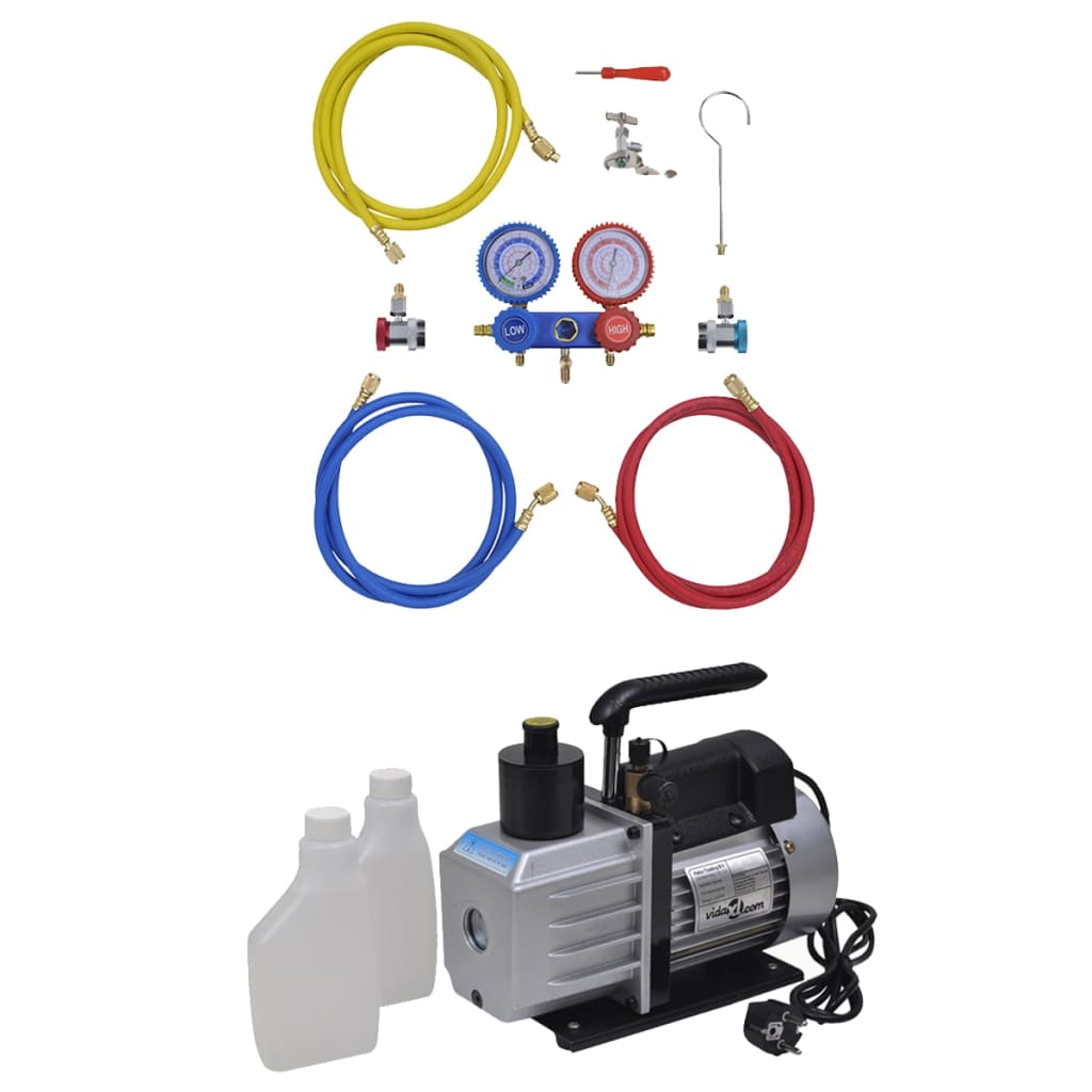 Vacuum Pump 50 L/min with 2-way Manifold Gauge Set in Tool Kit