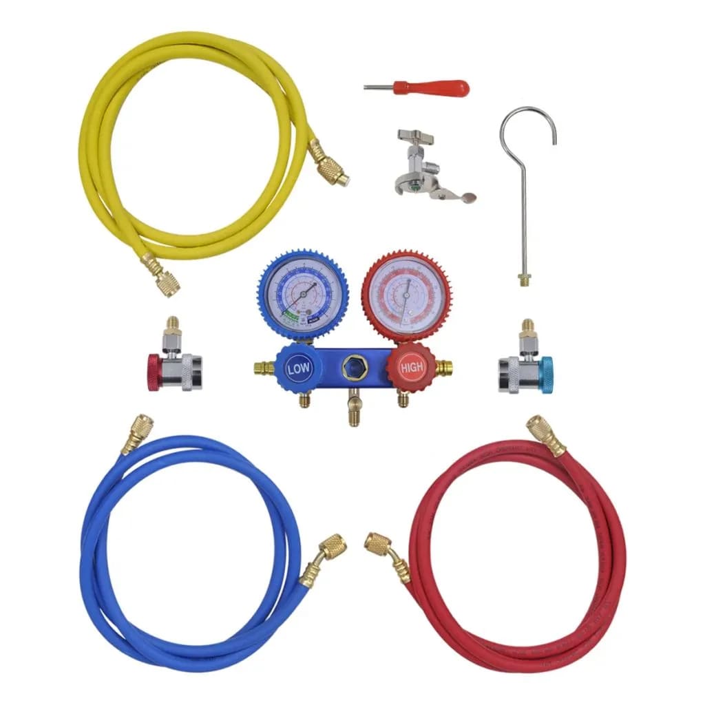 Vacuum Pump 100 L/min with 2-way Manifold Gauge Set in Tool Kit