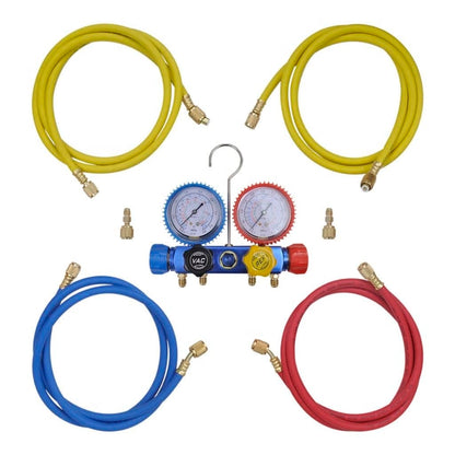 Vacuum Pump 100 L/min with 4-way Manifold Gauge Set in Tool Kit