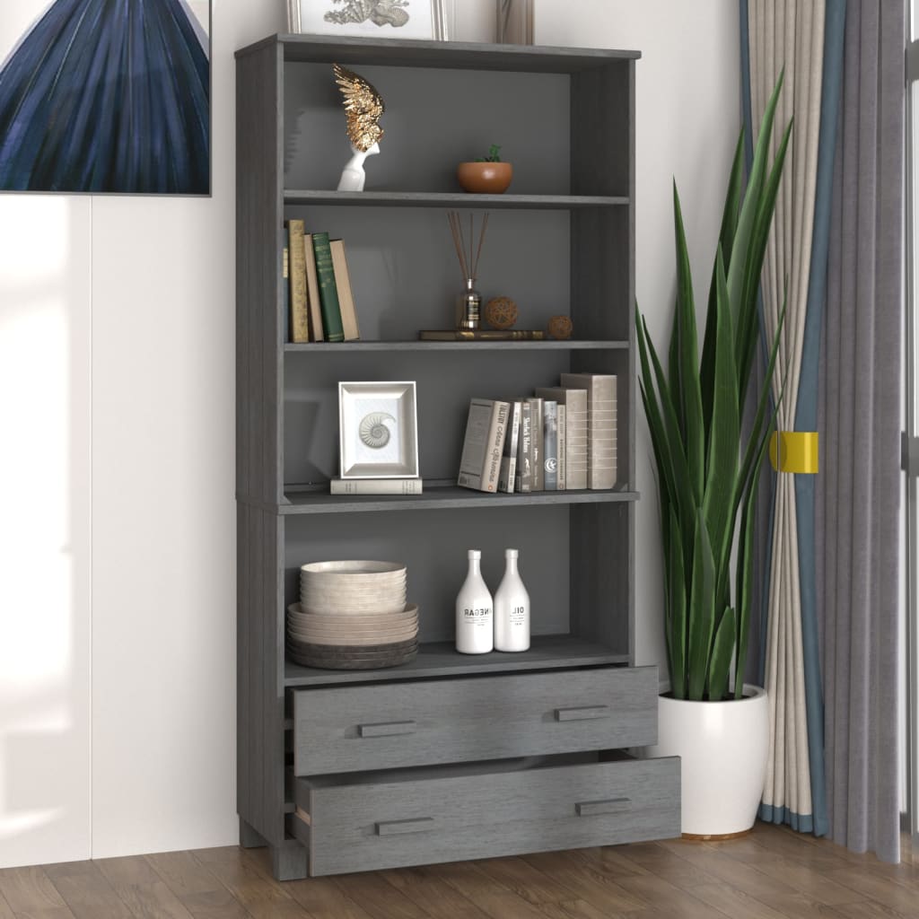 Highboard HAMAR Solid Wood Pine Dark Grey