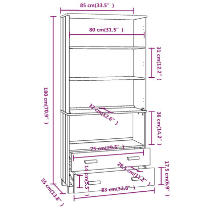 Highboard HAMAR Solid Wood Pine Dark Grey