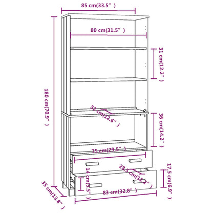 Highboard HAMAR Solid Wood Pine Light Grey