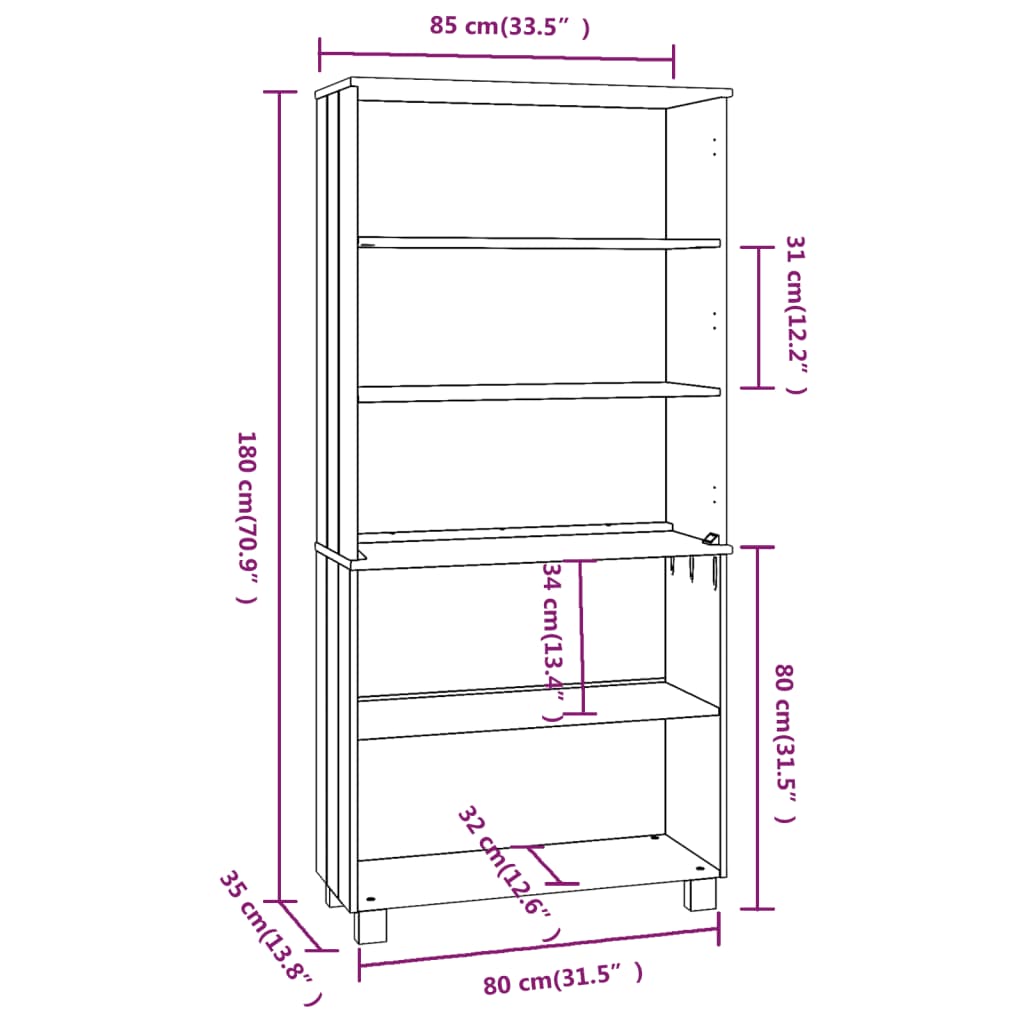 Highboard HAMAR Solid Wood Pine Honey Brown