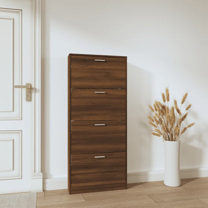 Shoe Cabinet Brown Oak 59x17x150 cm Engineered Wood