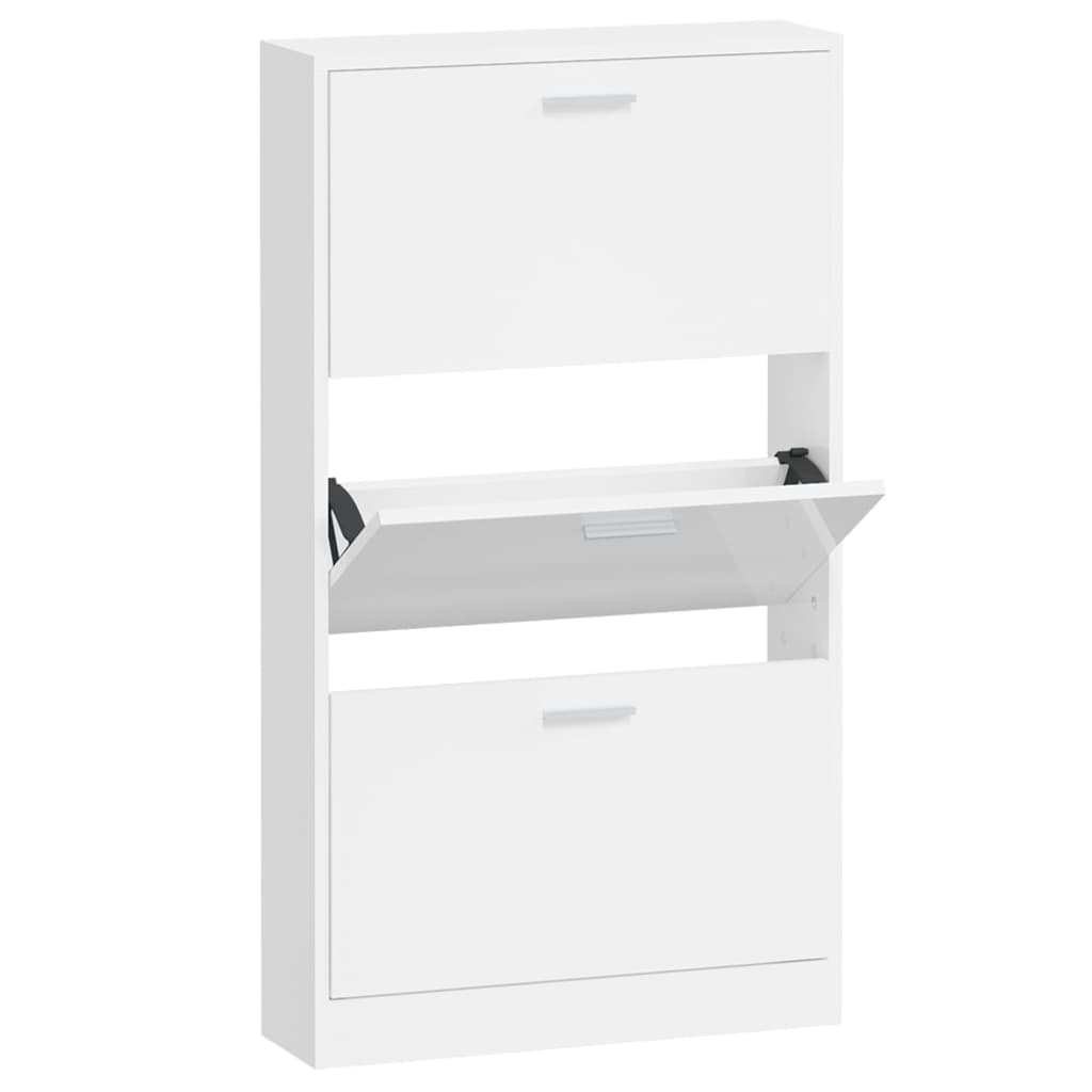 Shoe Cabinet High Gloss White 59x17x108 cm Engineered Wood