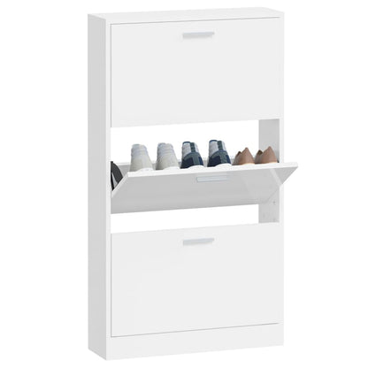 Shoe Cabinet High Gloss White 59x17x108 cm Engineered Wood