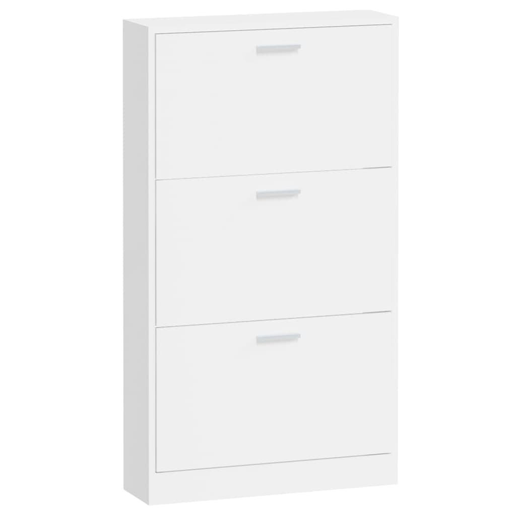 Shoe Cabinet High Gloss White 59x17x108 cm Engineered Wood